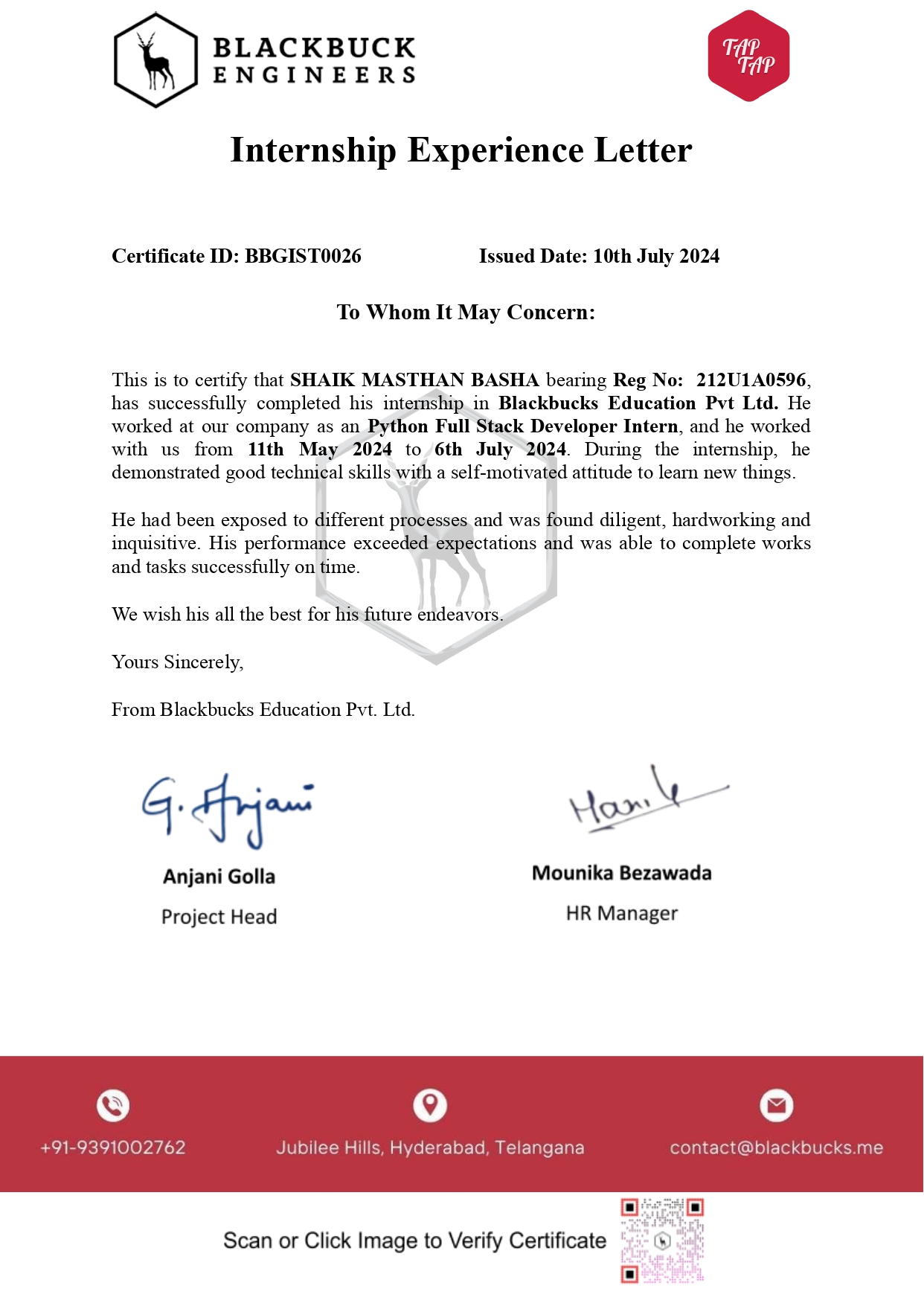 Python Full Stack Internship